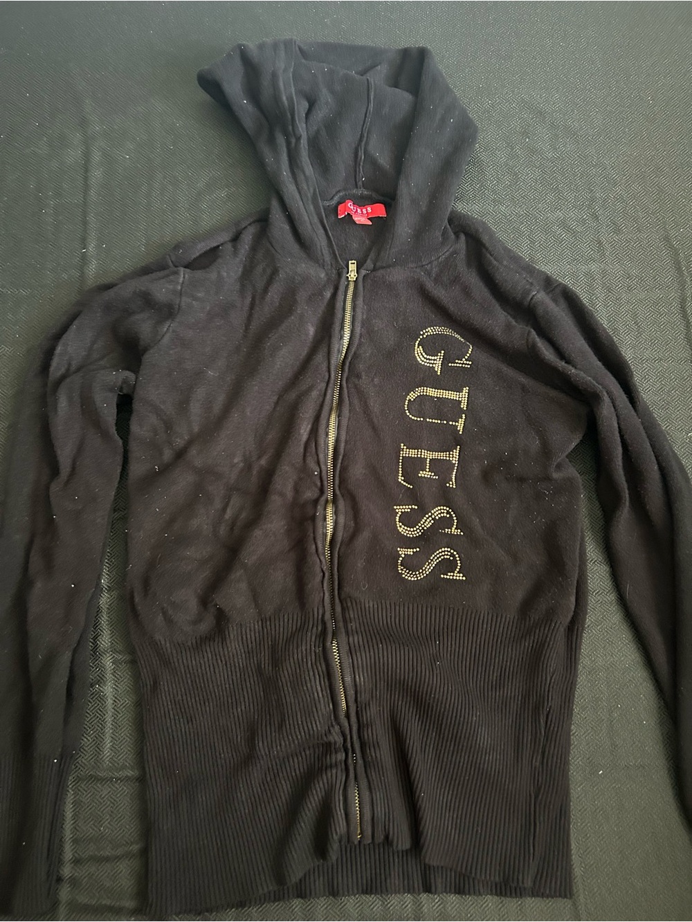 Guess Black Hoodie with Gold Studded Logo